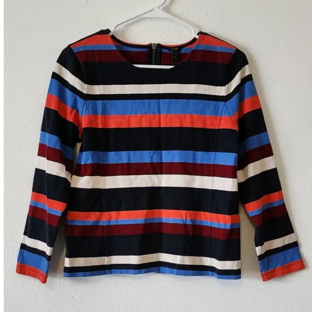 J Crew Colorblock Striped Long Sleeve Top Medium